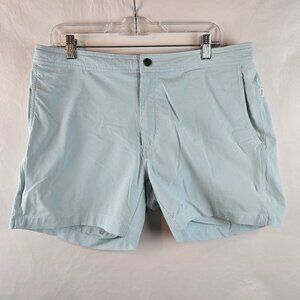 Onia Swim Trunks Mens XL Blue White The Calder Seersucker Quick Dry Short Hybrid